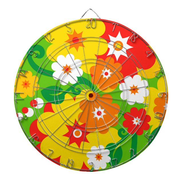 Funny Flower Power Wallpaper Dartboard (Front)