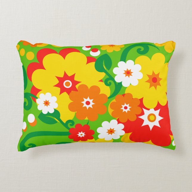 Funny Flower Power Wallpaper Decorative Cushion (Front)