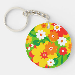 Funny Flower Power Wallpaper Key Ring