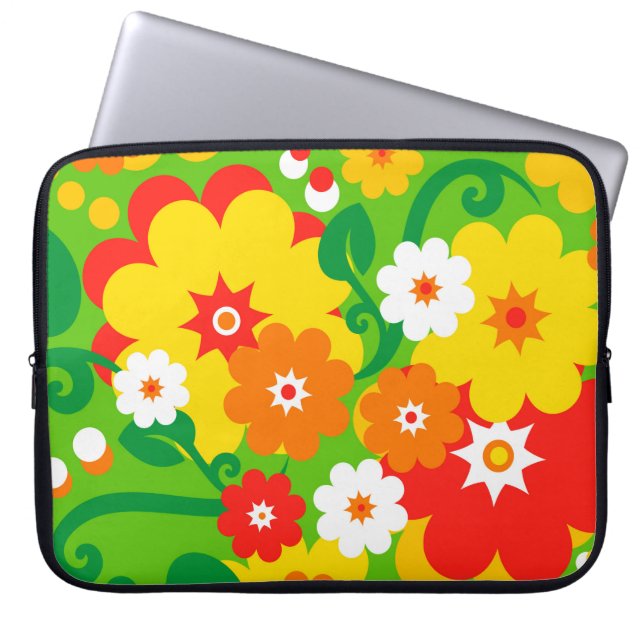 Funny Flower Power Wallpaper Laptop Sleeve (Front)