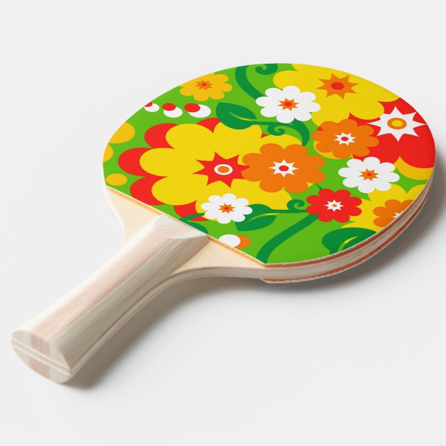 Funny Flower Power Wallpaper Ping Pong Paddle (Front Angle)
