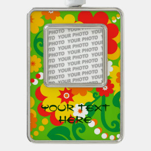 Funny Flower Power Wallpaper Silver Plated Framed Ornament