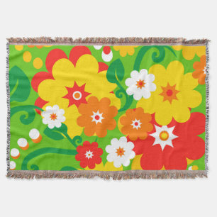 Funny Flower Power Wallpaper Throw Blanket