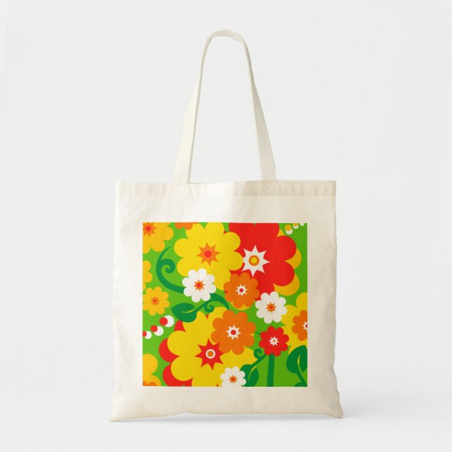 Funny Flower Power Wallpaper Tote Bag (Front)