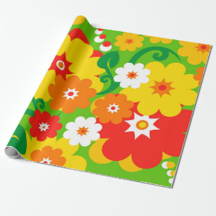 Funny Flower Power Wallpaper Wrapping Paper