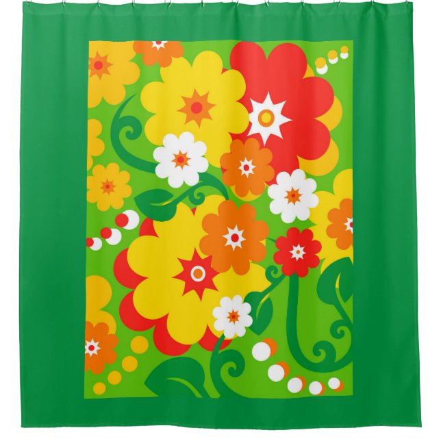 Funny Flower Power Wallpaper + your ideas Shower Curtain (Front)