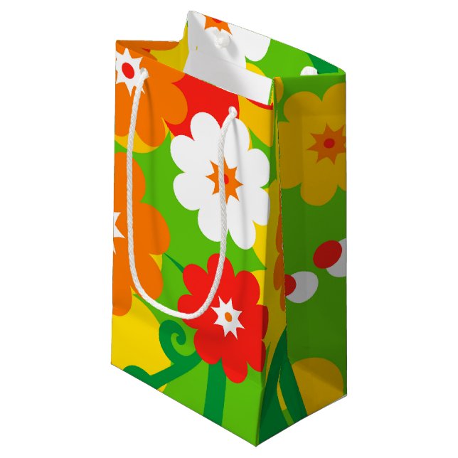 Funny Flower Power Wallpaper + your ideas Small Gift Bag (Front Angled)