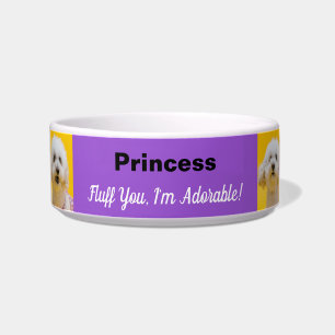 Funny Fluff You, I'm Adorable Purple Dog Bowl