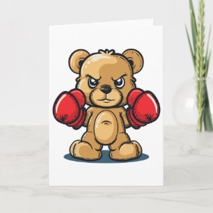 Funny Fluffy Bear Costume With Boxing Gloves Card