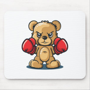 Funny Fluffy Bear Costume With Boxing Gloves Mouse Pad