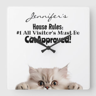 Funny Fluffy Cat Wall Clock