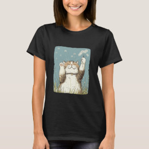 Funny Fluffy Cat with flying Dandelion Seeds Costu T-Shirt