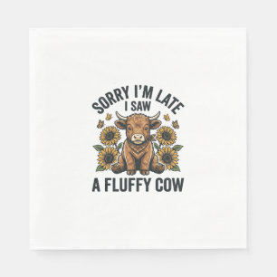 Funny Fluffy Cow Sunflower Vintage Engraving T-Shi Napkin