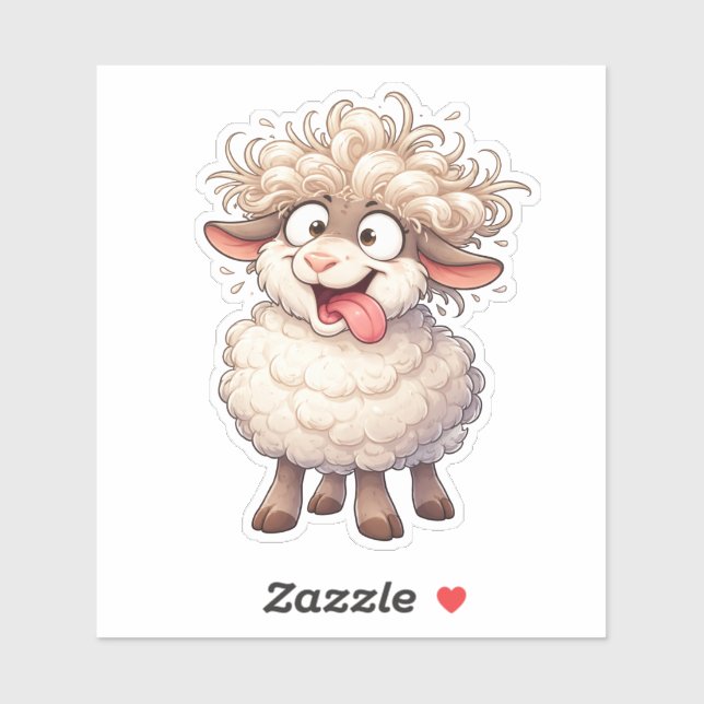 Funny Fluffy Sheep Custom-Cut Vinyl Sticker (Sheet)