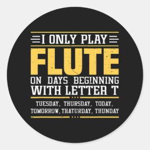 Funny Flute Player Flutist Classic Round Sticker