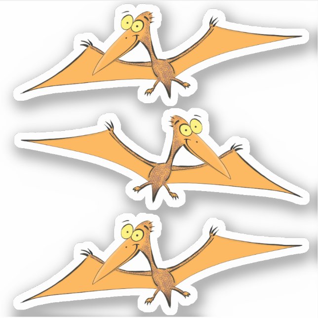 Funny flying orange pterodactyl cartoon (Front)