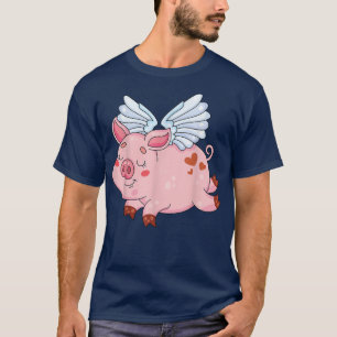 Funny Flying Pig With Wings Pig Fly Pig Farmers  T-Shirt