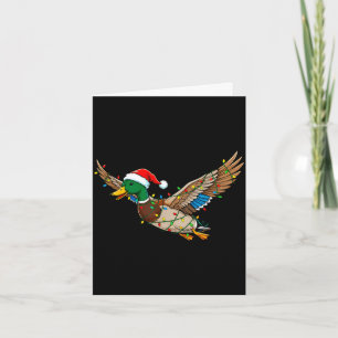 Funny flying santa duck christmas lights animal card