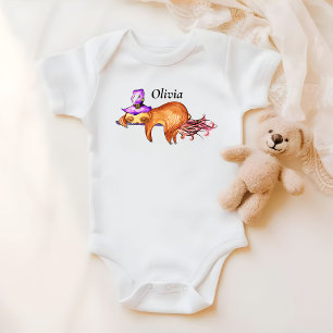 Funny Flying Sloth Witch Baby Bodysuit