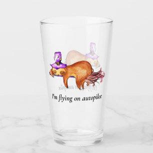 Funny Flying Sloth Witch Glass