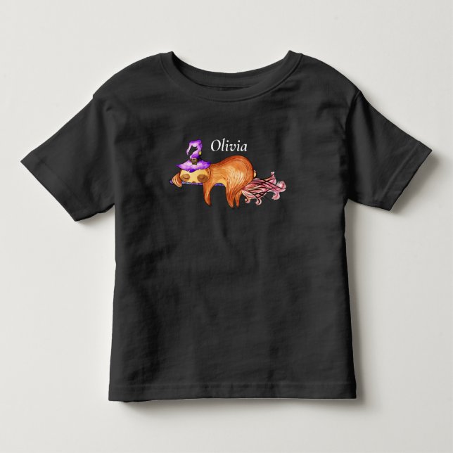 Funny Flying Sloth Witch Toddler T-shirt (Front)