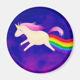 Funny Flying Unicorn Farting a Rainbow Magnet
