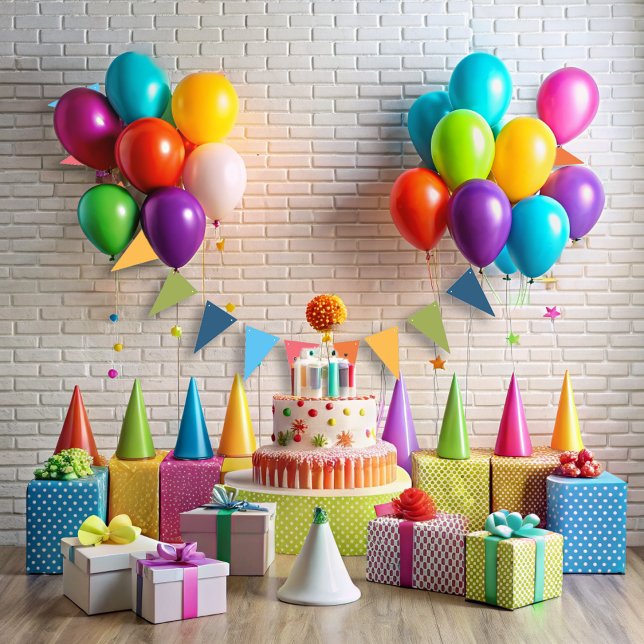 Funny Flying Unicorn Rainbow Colours 1st Birthday Bunting (Creator Uploaded)