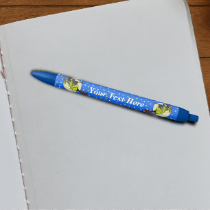 Funny Flying Witch Black Cat Moon Stars Halloween Ink Pen