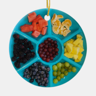 Funny Food Christmas Ornament, Fruit Plate Ceramic Ornament