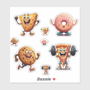 Funny Food Fitness Sticker Set - Whimsical Snack