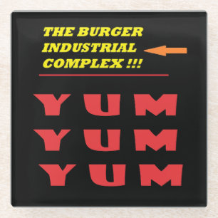 Funny food joke about our much loved burger glass coaster