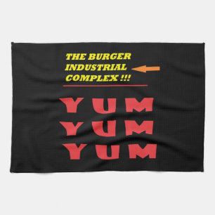 Funny food joke about our much loved burger tea towel