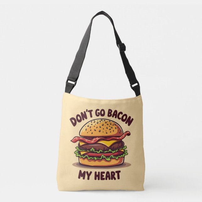 Funny Food Pun Bacon Lover Cheeseburger Design Crossbody Bag (Front)