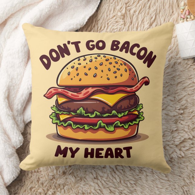 Funny Food Pun Bacon Lover Cheeseburger Design Cushion (Blanket)