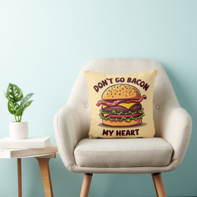 Funny Food Pun Bacon Lover Cheeseburger Design Cushion (Chair)