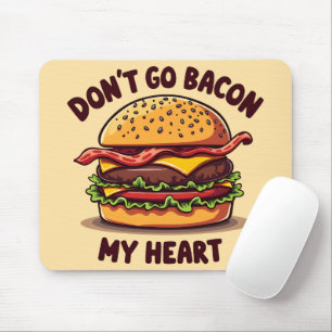Funny Food Pun Bacon Lover Cheeseburger Design Mouse Pad