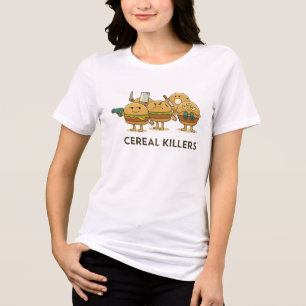 Funny Food Pun – Cereal Killers Cartoon Burger Tri-Blend Shirt
