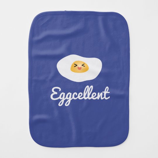 Funny Food Pun Cute Egg Eggcellent Humourous Burp Cloth