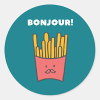 Funny Food Pun Humour French Fries Bonjour