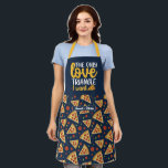Funny Food Pun Love Triangle Retro Pizza Pattern Apron<br><div class="desc">Funny and cool apron to make cooking more fun. Personalised gift for family and friends who love cooking,  baking and trying new recipe in the kitchen. Customise the wording to fit your occasion. You can use the Design Tool to further change the font type,  font colour and font size.</div>