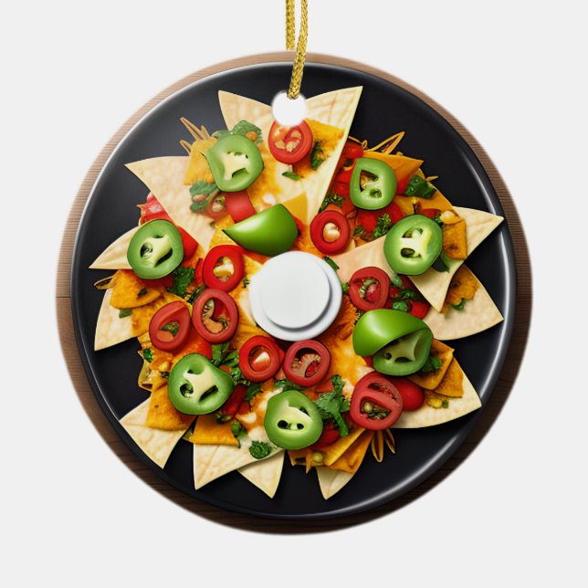 Funny Food Pun | Nacho Average Christmas  Ceramic Ornament (Front)