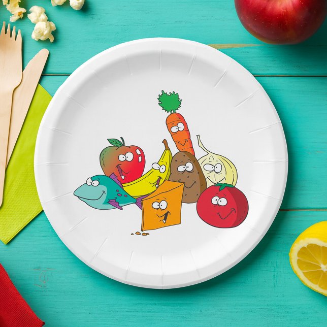 Funny Food With Faces Paper Plate (Creator Uploaded)