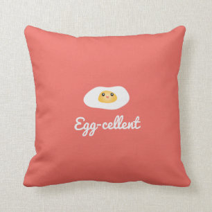 Funny Foodie Cute Egg Eggcellent Humourous Food Cushion