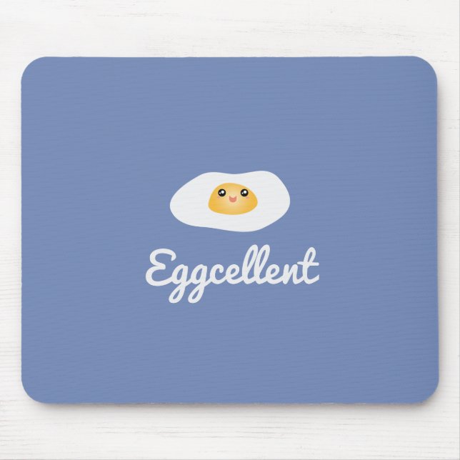 Funny Foodie Cute Egg Eggcellent Humourous Food Pu Mouse Pad (Front)