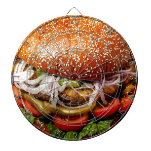 funny foodie novelty cheeseburger hamburger dartboard