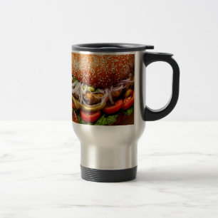 funny foodie novelty cheeseburger hamburger travel mug