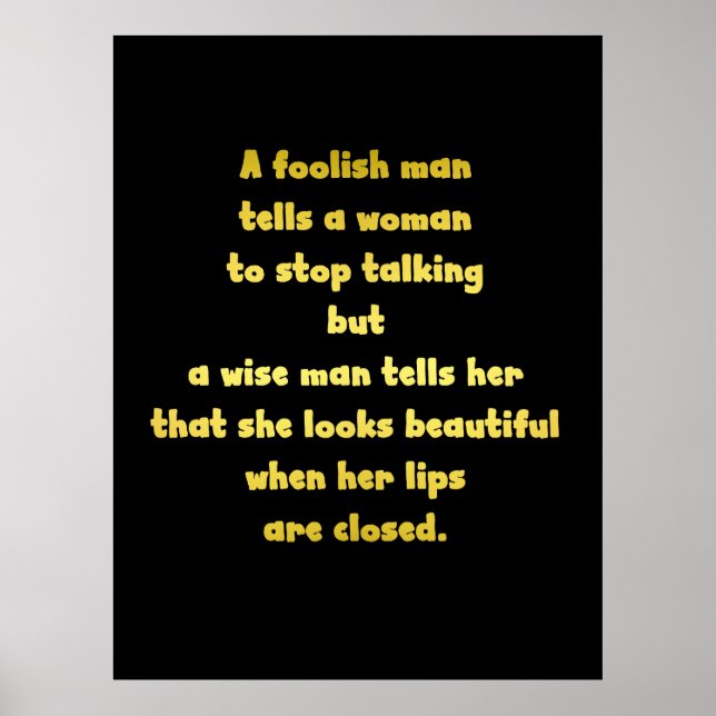 Funny Foolish and Wise Man Joke Poster (Front)