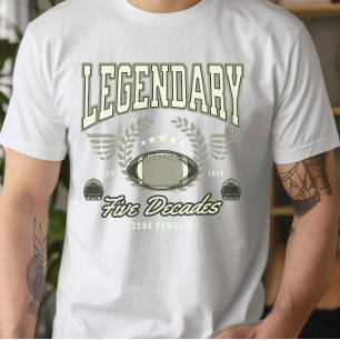 Funny Football 50 birthday 5 decades Zero Fumbles T-Shirt