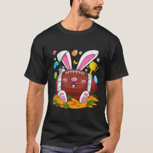 Funny Football And Bunny Face Eggs Happy Easter Da T-Shirt