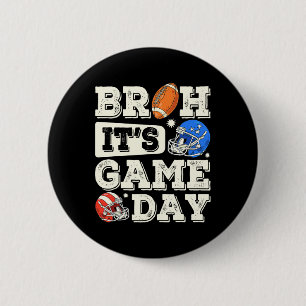 Funny Football Boy Teens Bruh Its Game Day America 6 Cm Round Badge